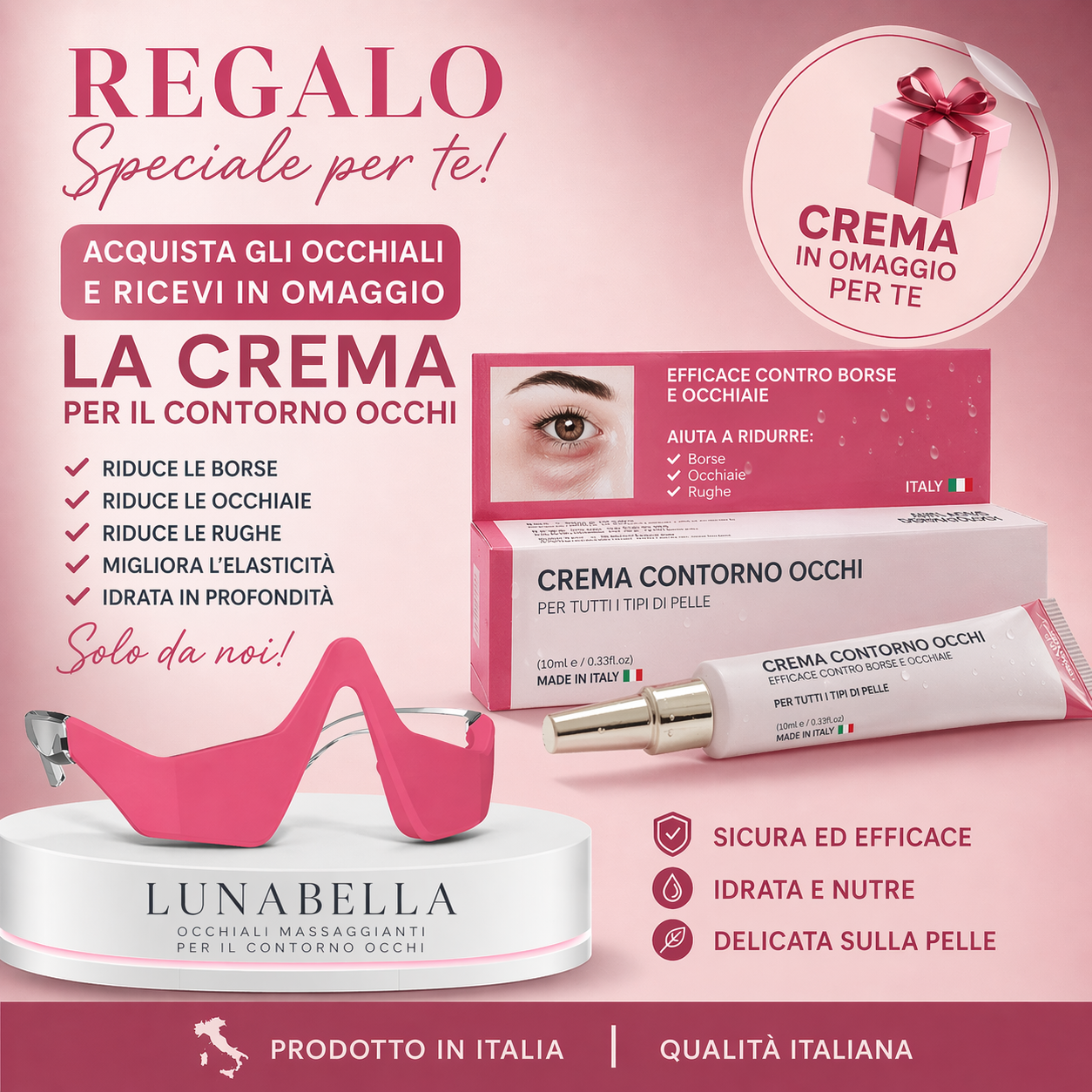 LunaBella® 2-in-1: Luce Rossa + EMS per Eliminare le Borse sotto gli Occhi